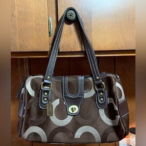Dark Brown Circle Pattern Shoulder Bag